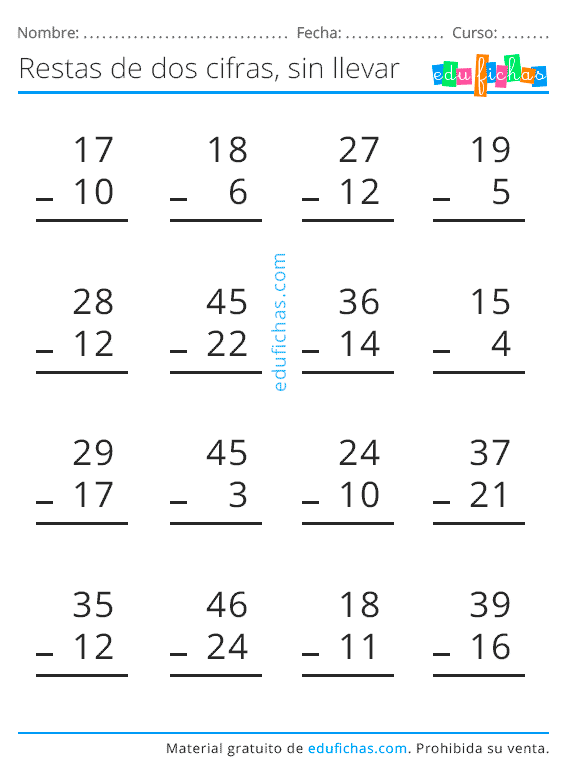 Restas para Niños Aprender a Restar Llevando y Sin Llevar